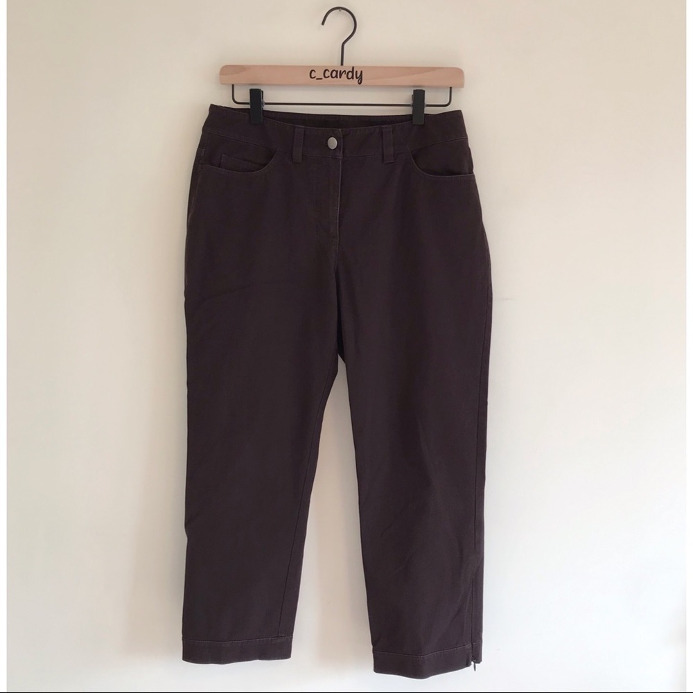 Eileen Fisher Brown Capri Zipper Leg Pants